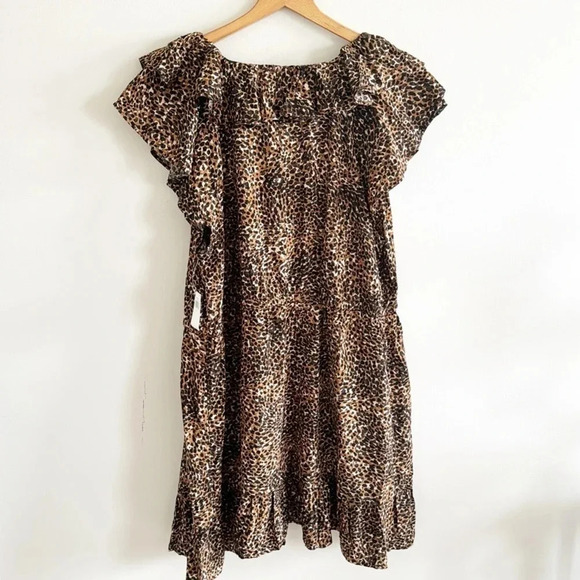 Old navy leopard print plus size waist-Defined Ruffle-Trim Mini Dress size 2X - Picture 6 of 9